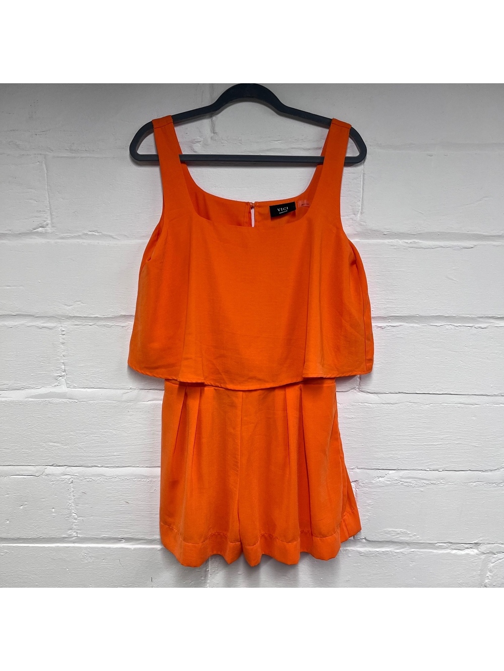 Vici Women's Orange Pleated Romper/Shorts M